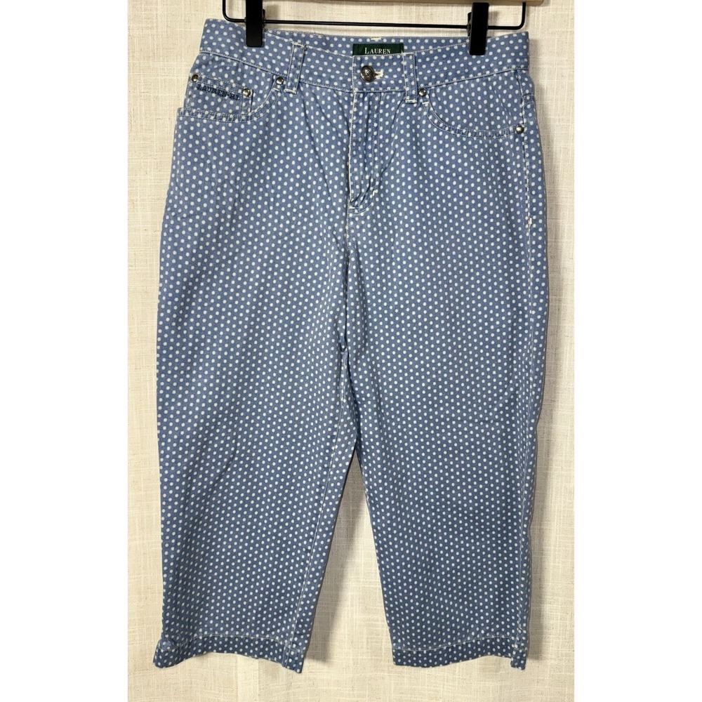 VTG Y2K Lauren Ralph Lauren Women's Pants Pattern Jeans 4P 4 Capri Mid Rise